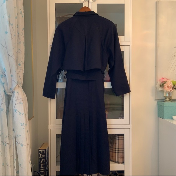 Vintage J. Gallery Womens Belted Trench Coat Navy Blue Size 8 - Picture 6 of 12